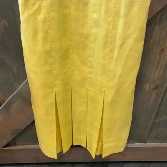 Robert Peters for Julius Garfinckel  Vintage Retro Yellow Silk Dress Pinup - Picture 4 of 9